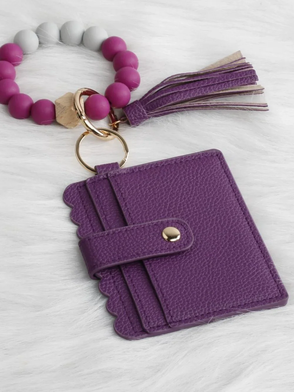 Assorted colored wallets with Beaded Silicon Wristlet Keychains B24